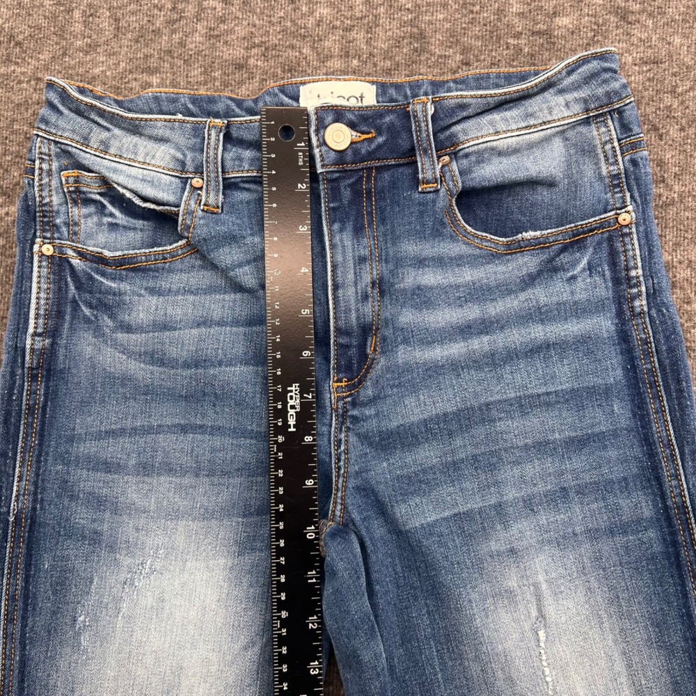 Tricot Womens High Rise Flare Jeans Medium Wash Frayed Fringe Hem Size 11/29 - Picture 13 of 16